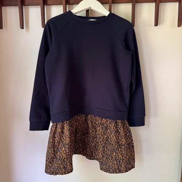 Mango Kids NWOT Twofer Sweater Printed Cotton Skirt Dress - size 9 yrs/ 134cm - Picture 1 of 5